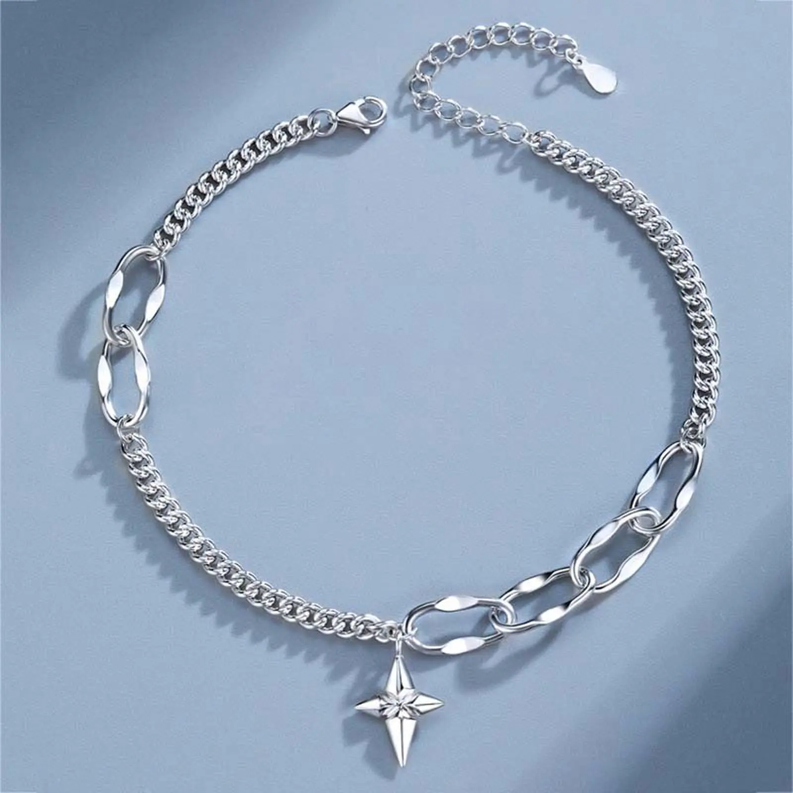 [Limited-Time Event] Star Cross Artificial Gemstone Bracelet - Starburst Hip-Hop Jewelry for Adults, Casual Trendy Jewelry, Versatile Accessory for Daily Use, Fashionable Bangle, Unisex, Hip-Hop Edge, Aileen, Metal Coating