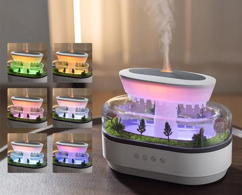 Micro Landscape Raindrop Aroma Diffuser, Ultrasonic Essential Oil Humidifier, 7-Color Light, Music, Remote