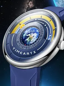 TIMEARTX Luxury Men's Watches High Quality Watches New Arrival Unique Design Earth Pointer Silicone Strap Military Sport Watch Minimalist Waterproof Fashion Wristwatch