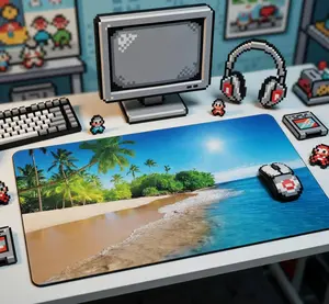 XXL Mouse Pad | Beach Design | 31.5" x 11.8" | Non-Slip | Stitched Edges | Extended Desk Mat