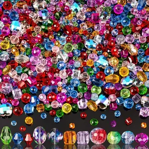 636pcs Glass Beads for Jewelry Making Assorted - Mixed Colorful Rainbow Craft Bead Bulk with Holes, Crystal Bead for Suncatchers Faceted Glass Beads for Bracelets Earring Making Birthday Gifts