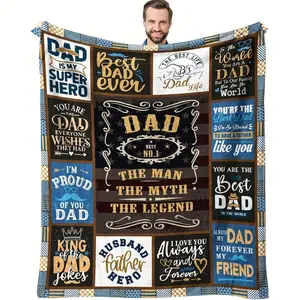 Dad'S Ultimate Gift Blanket - 60X50 Inch, Perfect Birthday Present From Daughter and Son, Soft Polyester, Ideal for Couch, Bed, Office, Camping, Square Shape