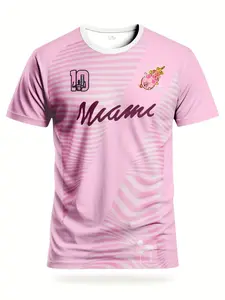 Miami Men's Youth Football Jersey & Breathable Sports T-Shirt, Everyday Activewear, Outdoor Training, Casual Multi-Purpose Top, Suitable for Matches and Daily Wear