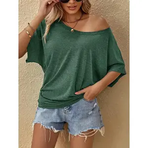 VVZ Women’s Casual Loose-Fit Short Sleeve T-Shirt – Plain Round Neck, Comfortable Everyday Wear for All Seasons