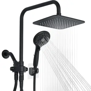 VXV Dual Shower Head Combo 8 Inch High Pressure Rain Shower Head 7-Mode Handheld Spray Adjustable Sliding Bar 71" Hose Anti-Leak 360° Rotation