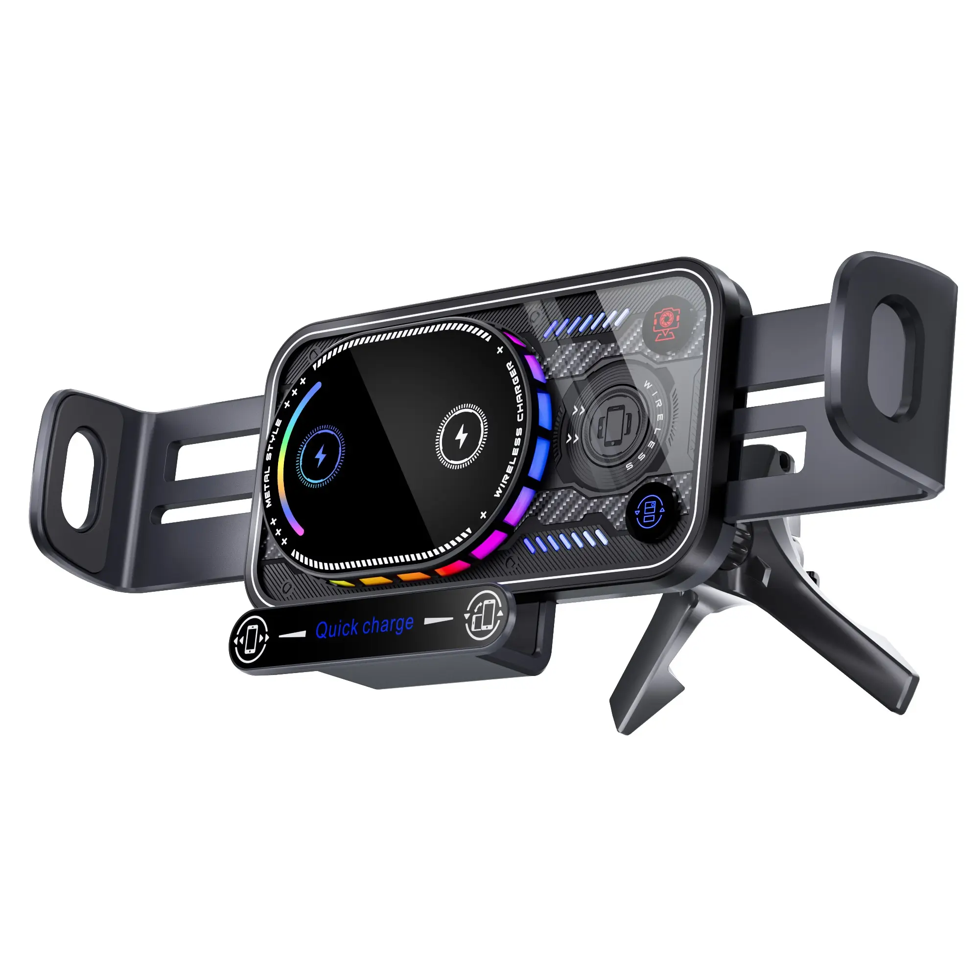 Car Phone Holder Rotating Design Foldable Structure Wireless Magnetic Charger Charging Stand Magnetic Attachment Fast Charge Quick Charge Car Gadgets Compatible with Huawei Samsung iPhone Galaxy