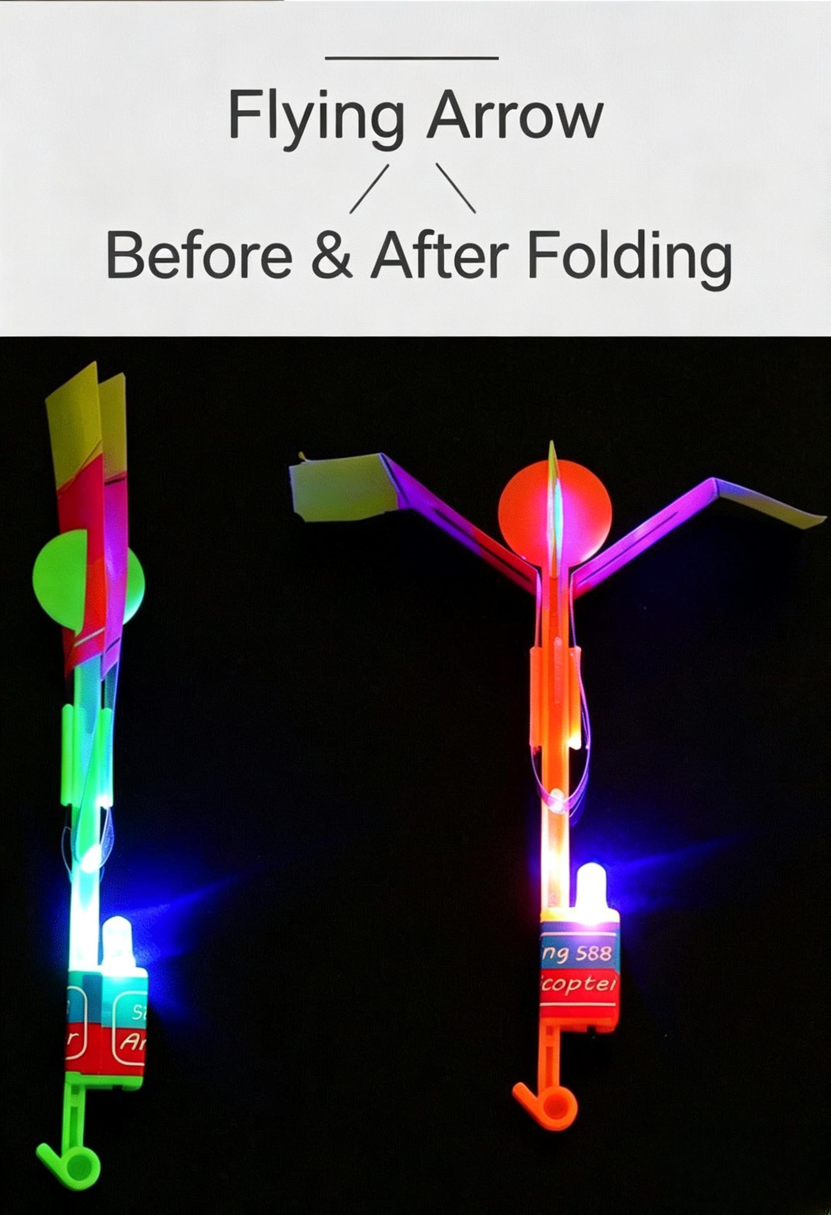 Unisex Double Flash LED Slingshot Helicopter Toy - Glow-in-the-Dark Catapult Flying Arrow for Kids, Outdoor Summer Backyard Parties, Aids Memory Training & Observation, Toys