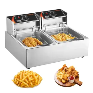 VEVOR Commercial Deep Fryer, Dual Tank 3000W Electric Countertop Fryer with Basket, 2x 9.1Qt/8.6L Double Stainless Steel Oil Fryer, with Temp Control Overheat Protection, for Kitchen Restaurant Use