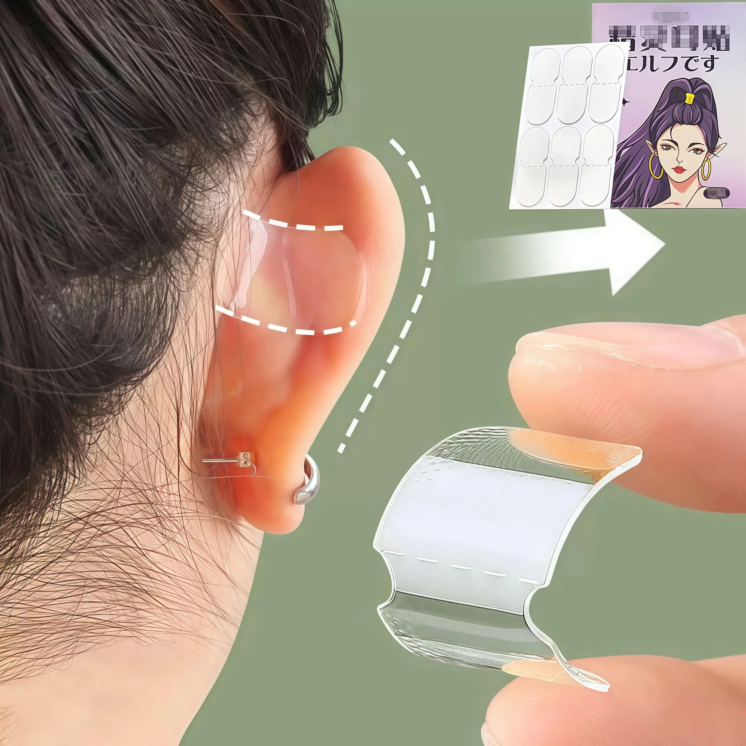 Silicone Elf Ear Lift Patches 12/30 Pieces, Invisible Allergy Support Stickers, Transparent Anti-Drooping Ears Lifter for Cosplay and Parties, Ear Supports