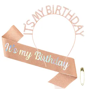 It's My Birthday Sash & Birthday Rhinestone Headband Set