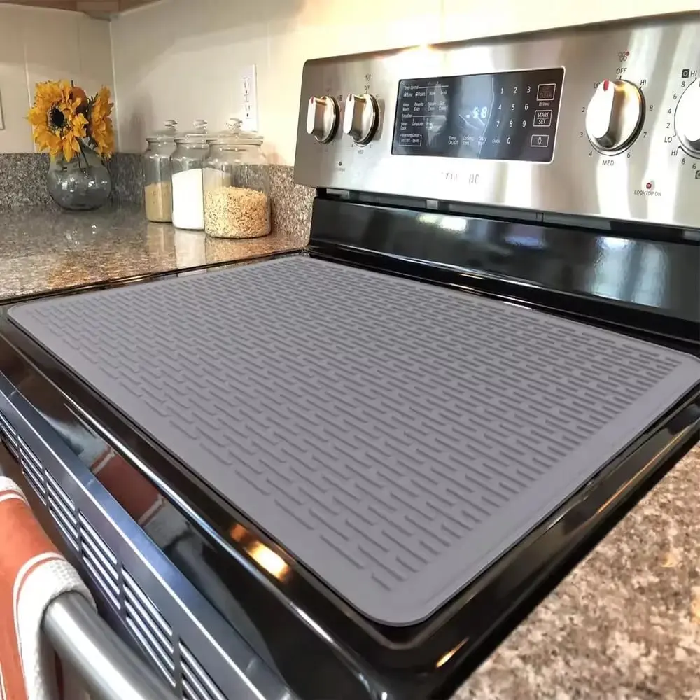 Stove Top Covers for Electric Stove, Silicone Stove Cover Mat 28"x20", Ceramic Induction Cooktop Protector, Heat Resistant Non-Slip Insulation Pad, Easy Clean Foldable Multi-Purpose Kitchen Mat, Ideal Holiday Gift for Home Cooks