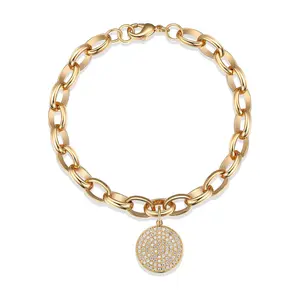 Diamonique Oval Link Charm Bracelet