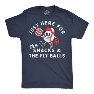 Mens Funny T Shirts Just Here for The Snacks and The Fly Balls Sarcastic Baseball Game Graphic Tee for Men Mens Funny T Shirts Cool Vintage Fashion T-Shirt Gift Classic Menswear Food Apparel for Men Funny Navy -