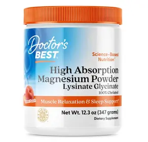 DOCTOR'S BEST High Absorption Magnesium Powder 100% Chelated TRACCS Peach Flavor, Not Buffered, 12.3 Ounce (Pack of 1) Vegan,  Perfect Gift for Mother's Day, magnesium glycinate, Supplement, Not Buffered, Headaches, Muscle