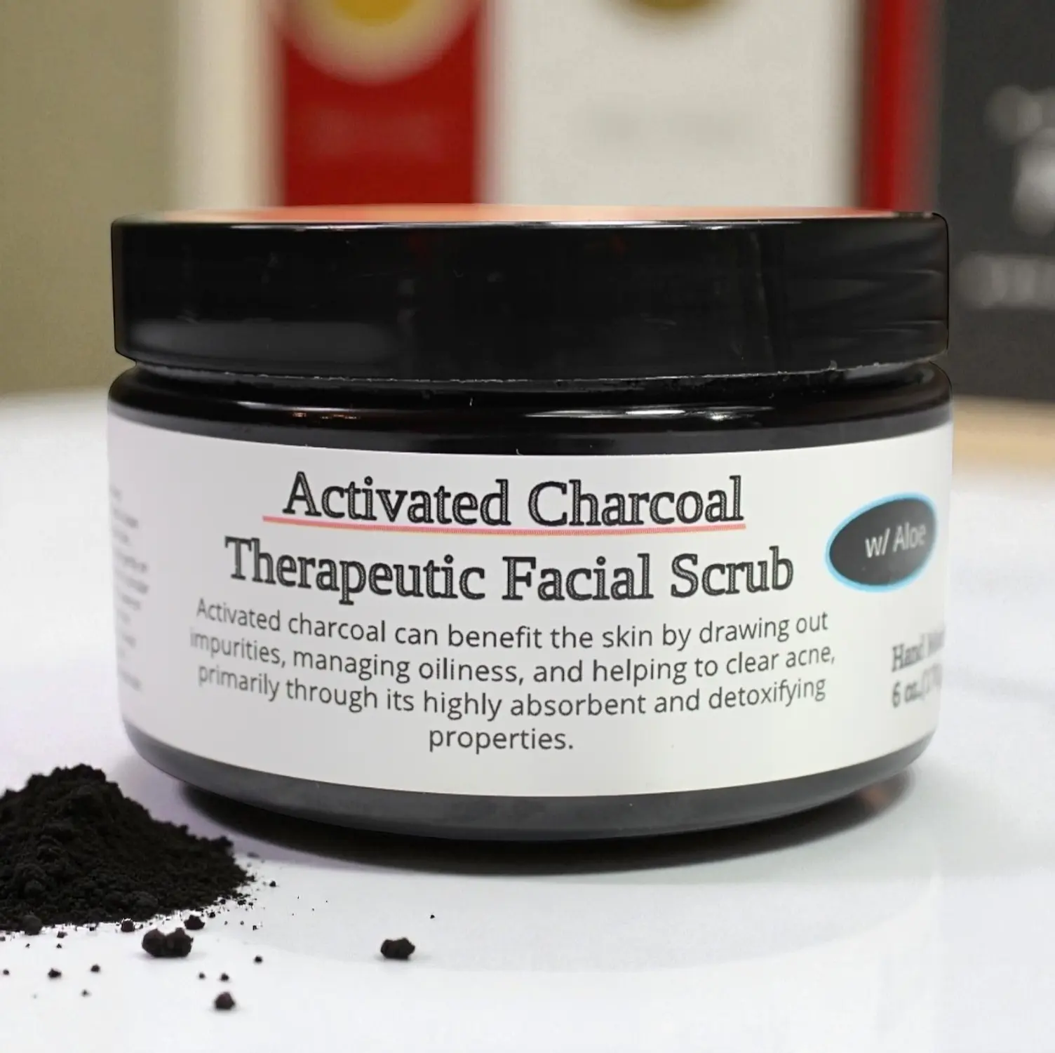 CitrisSan Activated Charcoal Facial Scrub (6 oz. Jar) - Nourishing Moisturizing Facial Cleanser, Hydrating Exfoliation with Brown Sugar & Organic Aloe Vera Gel Radiant Skin Repair Cleansing