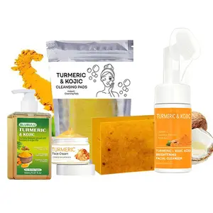Turmeric Wash and Care five Piece SetTurmeric Tablets, Turmeric Cleansing Mousse,Turmeric Soap Facial Cleansing Skincare FacialCleansing Cleanser,Turmeric Moisturizing Cream,shampoo