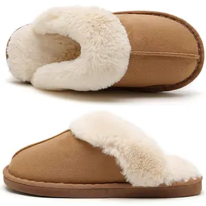 2026 New Women's Slipper Slip On Suede Leather Short Mini Snow Boot Memory Foam Anti-Skid Cozy Plush Indoor Outdoor Comfy Fleece Lined Slippers Walking Shoes Soft Slide Footwear