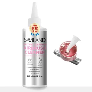 SAVILAND Airbrush Cleaner 8.12 oz, Low-Odor Natural Cleaning Solution, Quickly Removes Water-Based Acrylics, Watercolors & Gel Nail Polish