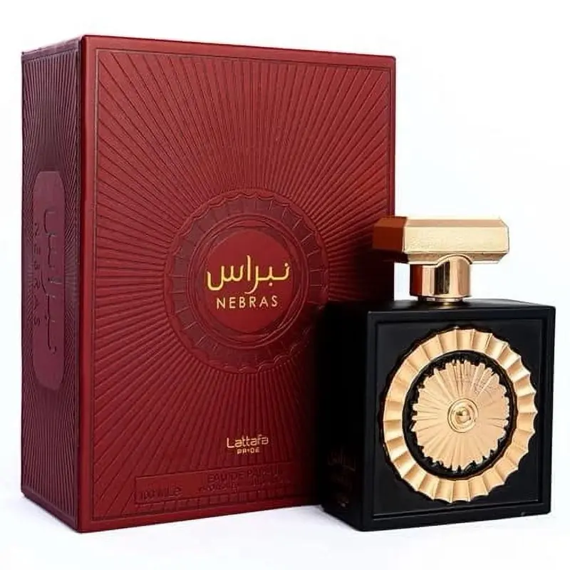 Lattafa Nebras Red Unisex Eau de Parfum Spray 3.4 Ounce - Amber Vanilla Fragrance with Red Berries & Mandarin Orange Top Notes Elegant Perfume Floral Citrus Sweet Aromatic Amberwood Aromatic Amberwood