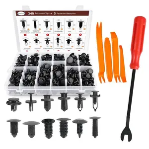 240PCS Automotive Clips and Fasteners - Bumper Retainer Clips, Car Plastic Rivets Push Retainer Kit with Popular Sizes - Door Trim Panel & Fender Clips for GM, Ford, Toyota, Honda, Chrysler