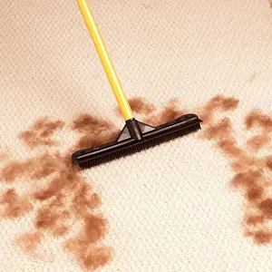 Pet Hair Rubber Broom Original Indoor with Carpet Rake and Squeegee