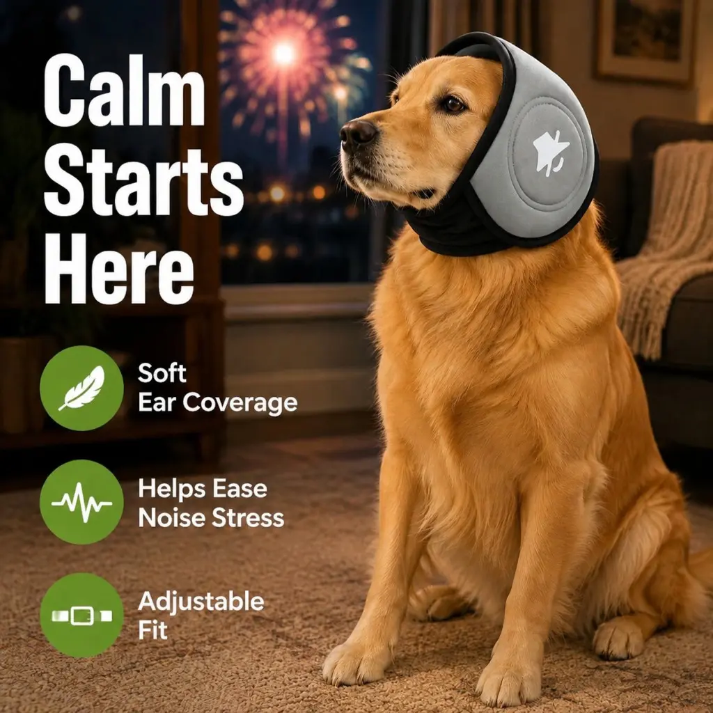 Calming Ear Cover for Dogs, Ideal for Loud Noises, Car Rides & Home Grooming