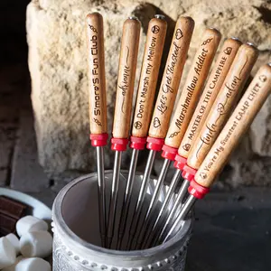 Customized Smores Sticks, Engraved Marshmallow Roasting Sticks, Personalized Woode Camping Fork, Outdoorsman Gift, Corporate Party Favors, Wedding Party Favors Utensils Wooden