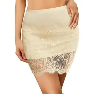 Half Slips for Women Slip Skirt Lace Underskirt Anti-Slip Static Resistant Short Underdress Solid Dress Non Cling Lace Trim Womenswear Bottom Elegance Elegant Outfit Overall Style Sleeveless