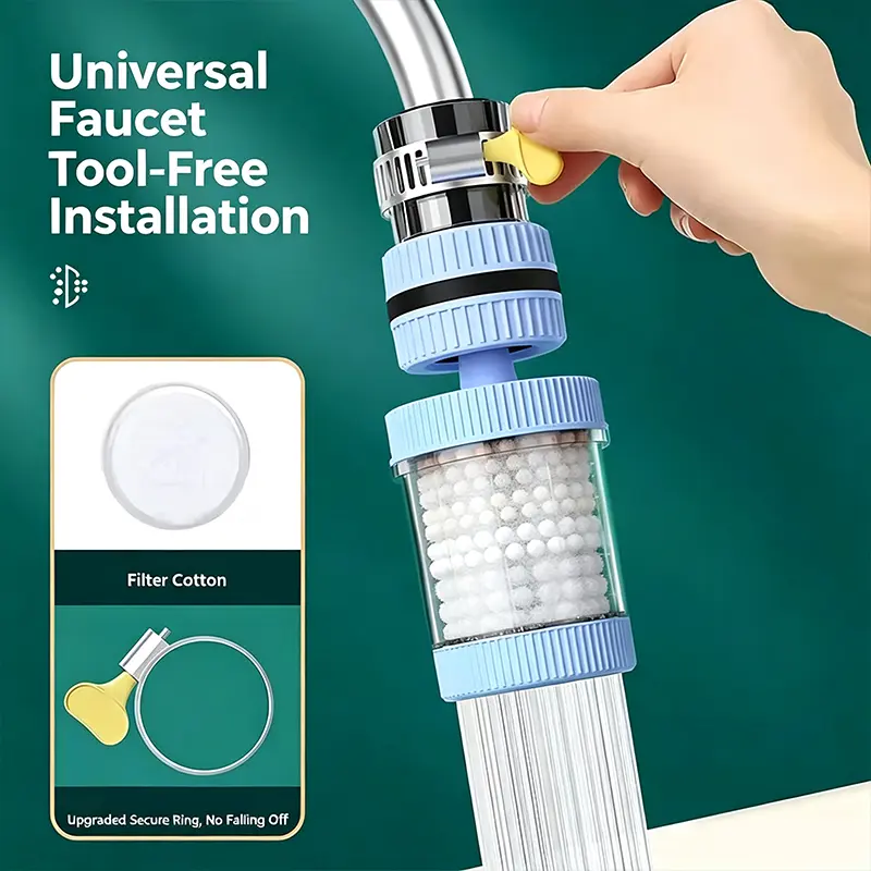 Household Kitchen Faucet Filter with 6-Layer Filtration System, 360° Rotatable Splash Guard for Water Purification