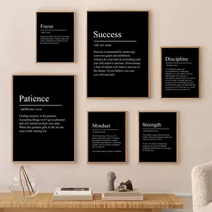 Discipline Motivational Terms Painting Calligraphy Gallery-Quality Canvas Wall Art Poster | Waterproof & Fade-Resistant | Minimalist Unframed Design | Living Room, Bedroom & Office Decor | Multiple Sizes | Holiday gifts