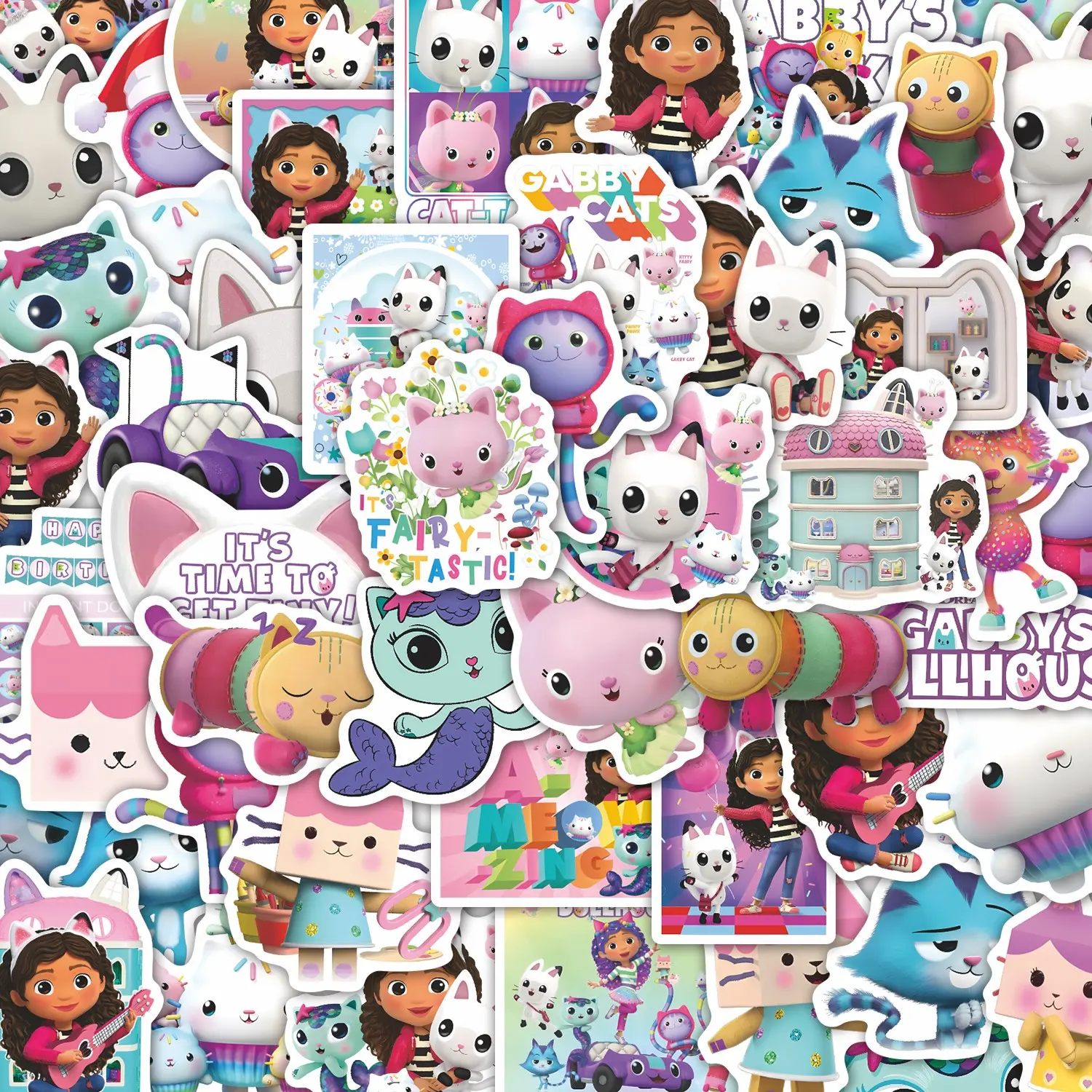 52Pcs Gabby's Dollhouse Stickers Pack, Sticker Packs, Waterproof Kawaii Cat Cartoon Vinyl Decorative Stickers for Laptop, Water Bottle, Journal & Scrapbook, Kids Gift