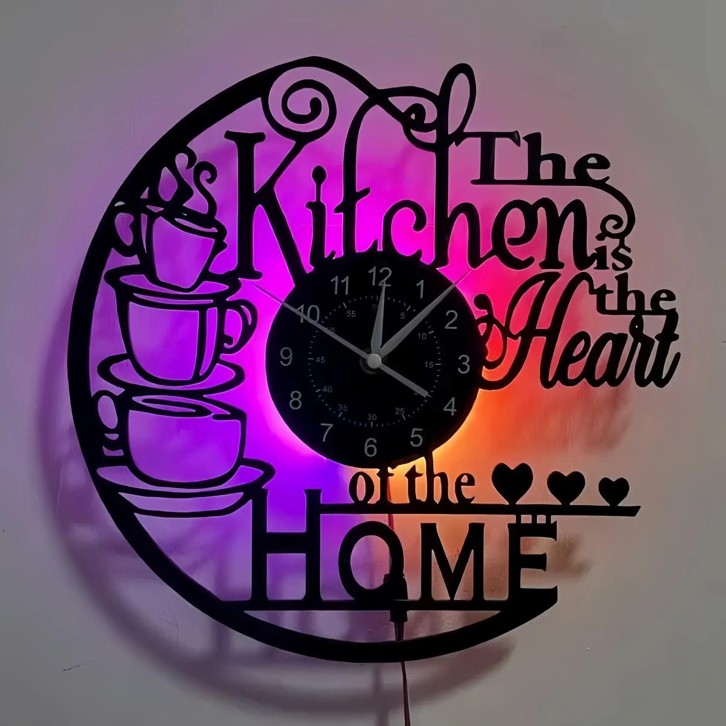 Silent Vinyl Record Wall Clock, Living Room Decor, Home Decoration, Kitchen, Office, Cafe Hanging LED Clock, Christmas Gift, LED Wall Clocks, Decorative Clock, Lighted Wall Clock