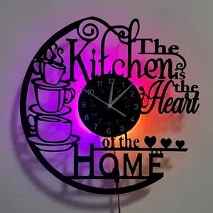 Silent Vinyl Record Wall Clock, Living Room Decor, Home Decoration, Kitchen, Office, Cafe Hanging LED Clock, Christmas Gift, LED Wall Clocks