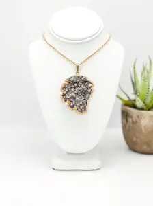 Natural Crystal Necklaces & Pendants - Raw Amethyst Gemstone Pendant - Gold Accent Finish - Unique Raw Amethyst Pendant Necklace with Gold Finish
