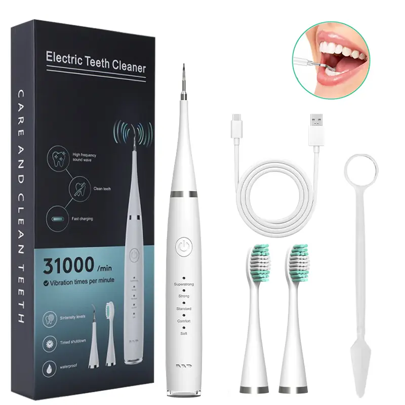 Adjustable Electric Teeth Cleaner Kit - 1 Waterproof USB Rechargeable Oral Irrigator, Portable Dental Scaler for Home & Travel Oral Care (Personal Care Appliance Accessory)