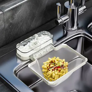 Kitchen Sink Filter Rack - Sink Strainer Foldable Food Catcher with 50pcs Mesh Bags, Foldable Stand Disposable Waste Garbage Net Shelf Anti-Clogging Filter Net Basket Holder Hands-Free Flat Floor Mop Bucket Set Suction Cup Sponge Holder for Kitchen Sink