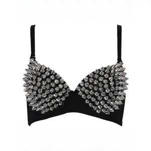 Sexy Women’s Handmade Bra for Dance Performances/Costumes, Nail-Embellished Bra Top — Valentine’s Day Gift, New Year Gift