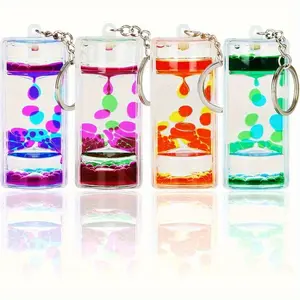 Silent Fidget Keychain, Liquid Motion Bubble Flow Round Tube, Uncharged Stress & Anxiety Relief Fidgets, Durable Daily Carry Fashion Accessory, Party Favor