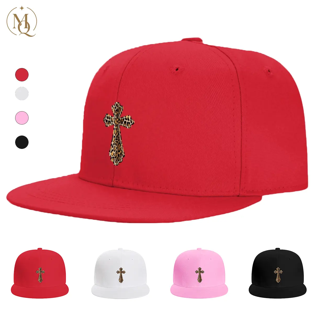 Faith-Inspired Leopard Cross Snapback Hat, Flat Brim Adjustable Baseball Cap for Women & Men, Trendy Streetwear Christian Gift, Perfect for Easter, Christmas, Birthday & Everyday Wear