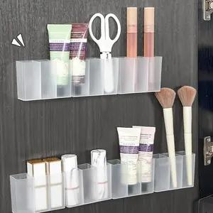 Wall-mounted makeup storage box - Transparent storage box, with multiple compartments, used for storing lipsticks, skincare products and makeup tools - Very suitable for use in the dressing table or bathroom - Cosmetics Organizer Storage