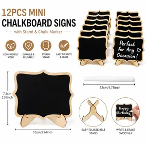 12pcs Mini Chalkboard Signs with Stand,Food Labels for Party Buffet, Food Tag/Name Card for Wedding Table, Name Tag Drink Labels Taco/Candy Bar/Bake Sale Food Sign, Catering Supplies Buffet Display