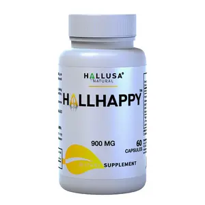 HALLUSA NATURAL Hallhappy Passion Flower Extract Dietary Supplement - 60 Capsules, 900mg Organic Valerian Root, Sugar-Free, Gluten-Free, Non-GMO, Wellness Support for Stress & Calm