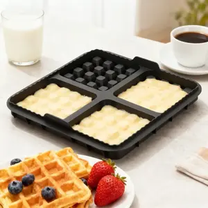 Square Non-Stick Waffle Maker for Most Air Fryers, Reusable Belgian Waffle and Pancake Mold, Dishwasher Safe Cooking Tool