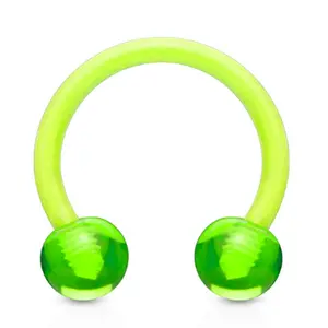 14 Gauge High Quality Acrylic Externally Threaded Green Septum Ring For Septum Piercings