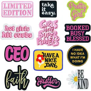 12 count Phrase Iron On Patches for Hats Embroidered Sew on Patch for Jackets Backpacks Clothing DIY Accessories