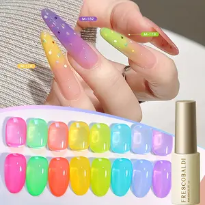 Cylindrical bottle, glass nail polish gel available in  8 color options; trendy solid-color nail art; long-lasting, strong adhesion that doesn’t damage nails; LED nail gel; salon-quality DIY nails.