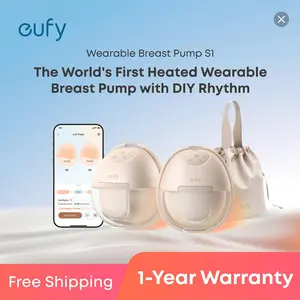 S1 eufy Heated Wearable Breast Pump, Heated Wearable Hands-Free Breast Pump with Industry-Leading HeatFlow Tech, App-Controlled OptiRhythm, Hospital-Grade Suction, Leakproof, Slim and Ultra-Quiet for in-Bra Use