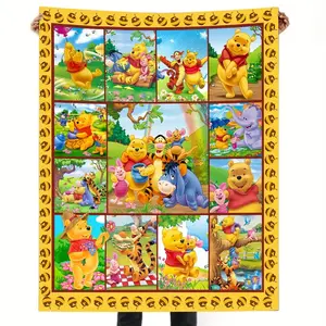 DISNEY CLASSIC Winnie the Pooh & Tigger Soft Warm Knit Throw Blanket - All-Season Lightweight Camping Blanket for Bed, Sofa, Car, Outdoor Travel - Cozy Bedding Accessory