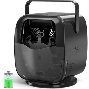 Rechargeable Bubble Machine, Automatic Bubble Blower - 5,000mAh Power, 90 °/180 °/360 ° Auto Rotation, 3 Speeds - Bubble Maker Toy for Toddler, Kids, Pets, Parties Indoor Outdoor Multifunctional Bubble Making Machine