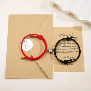 Simple Nylon Love Magnetic Bracelet - Adjustable 3mm Rope 14-26cm Perfect Gift for Love Affection